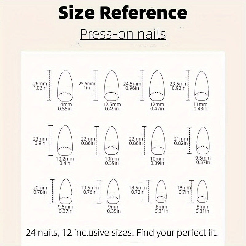 Almond-Shaped Short Round Head Fake Nails (24pcs)