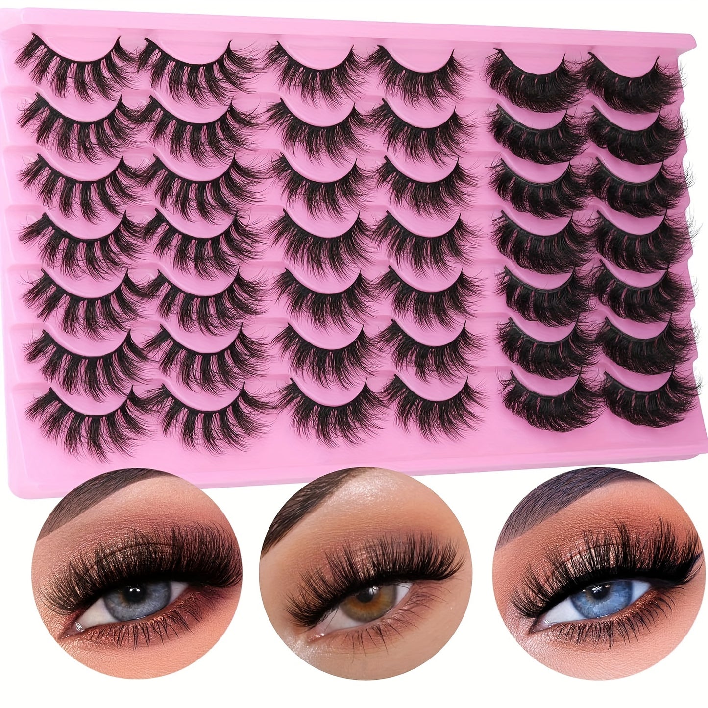 Natural Faux Mink False Eyelashes (21 Pairs)