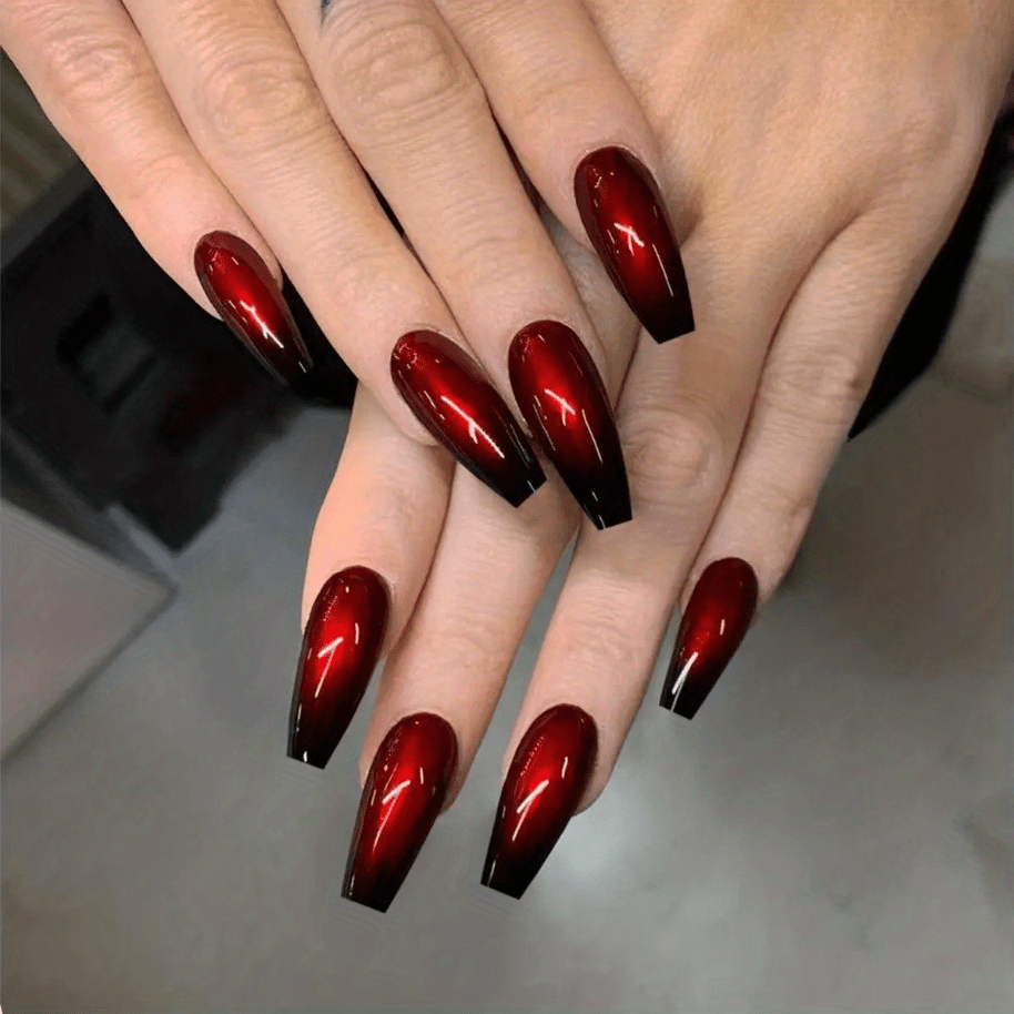 Coffin Press On Nails Long Retro Red (24 Pcs)
