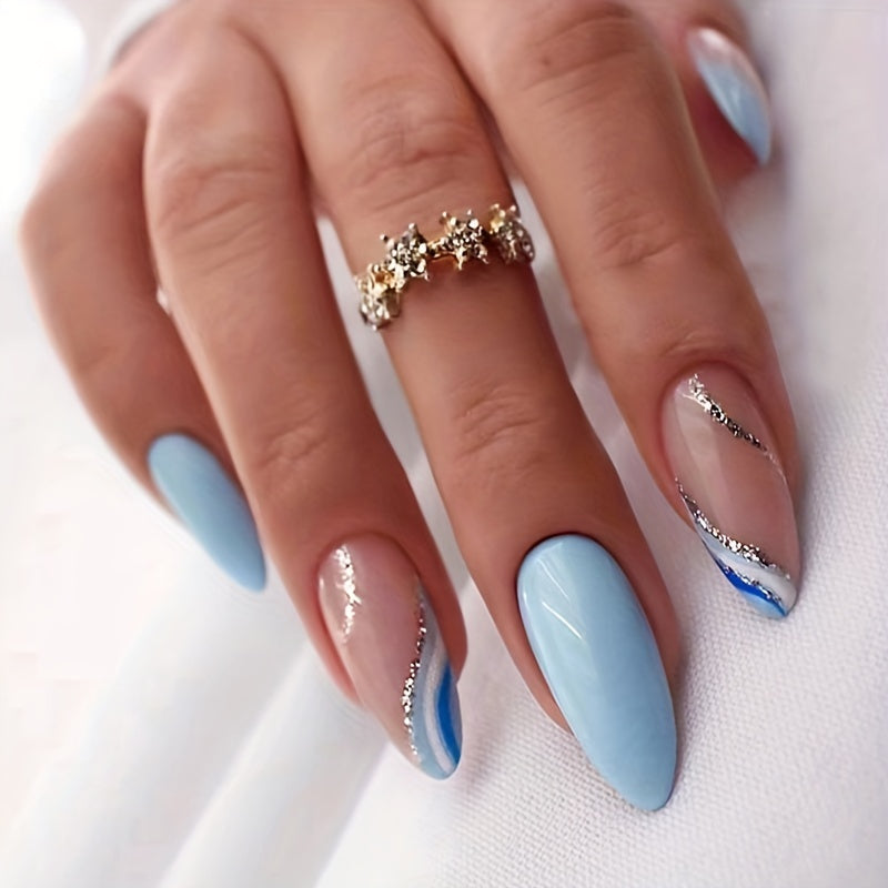 Glitter Swirl Press On Nails (96 Pcs)