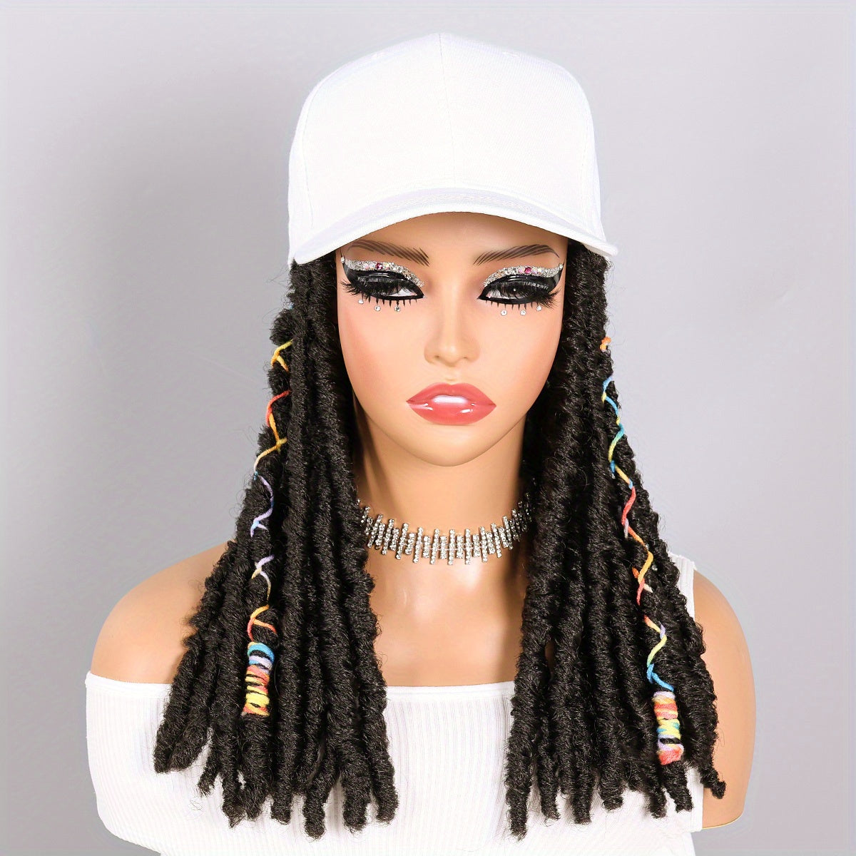 Hat Wigs 12 Inch Deadlock Wigs With Black Baseball Cap (Synthetic)