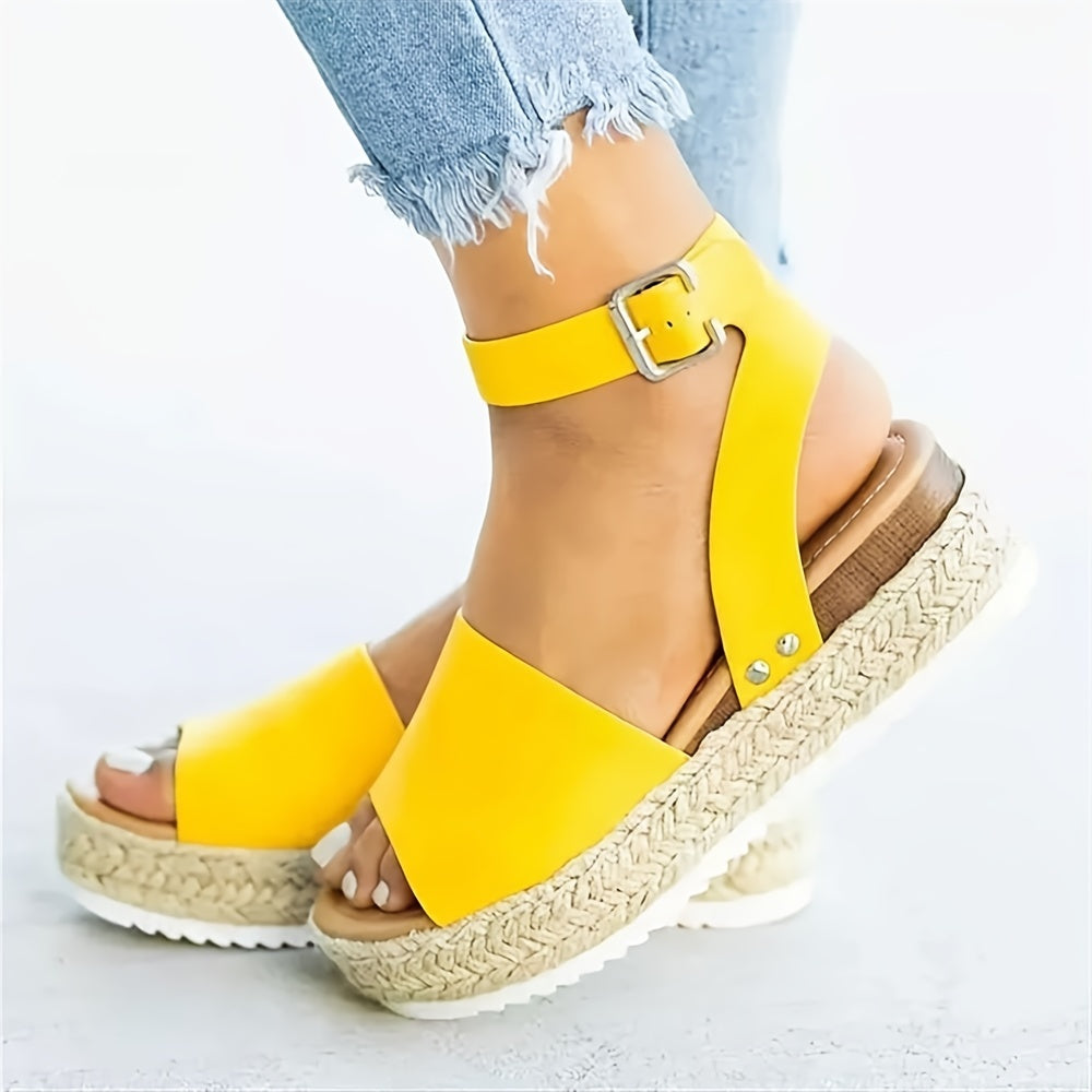 Mid Heel Platform Espadrille Sandals