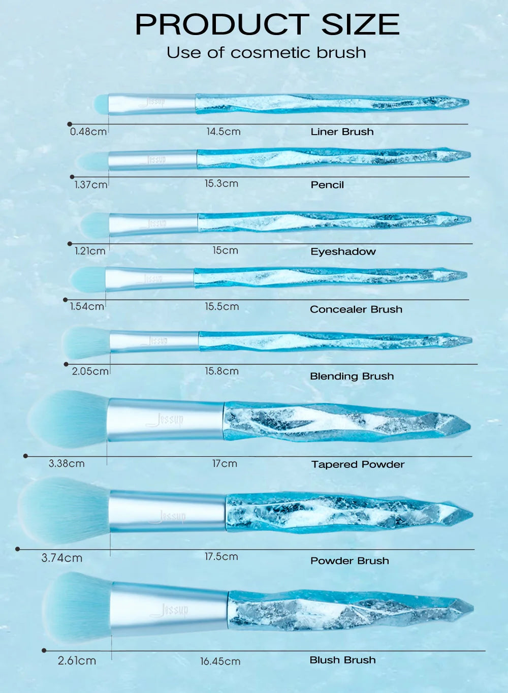 Glacier Blue Make up brushes (8pcs)