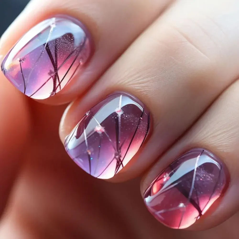 Square Head Fake Nails French Nail (24 Pcs)