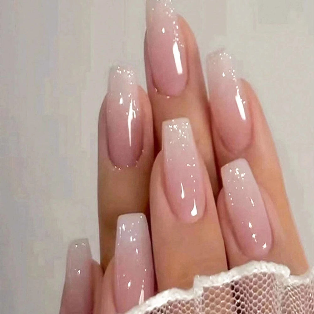Long Coffin Pink Press On Nails (24PCS )