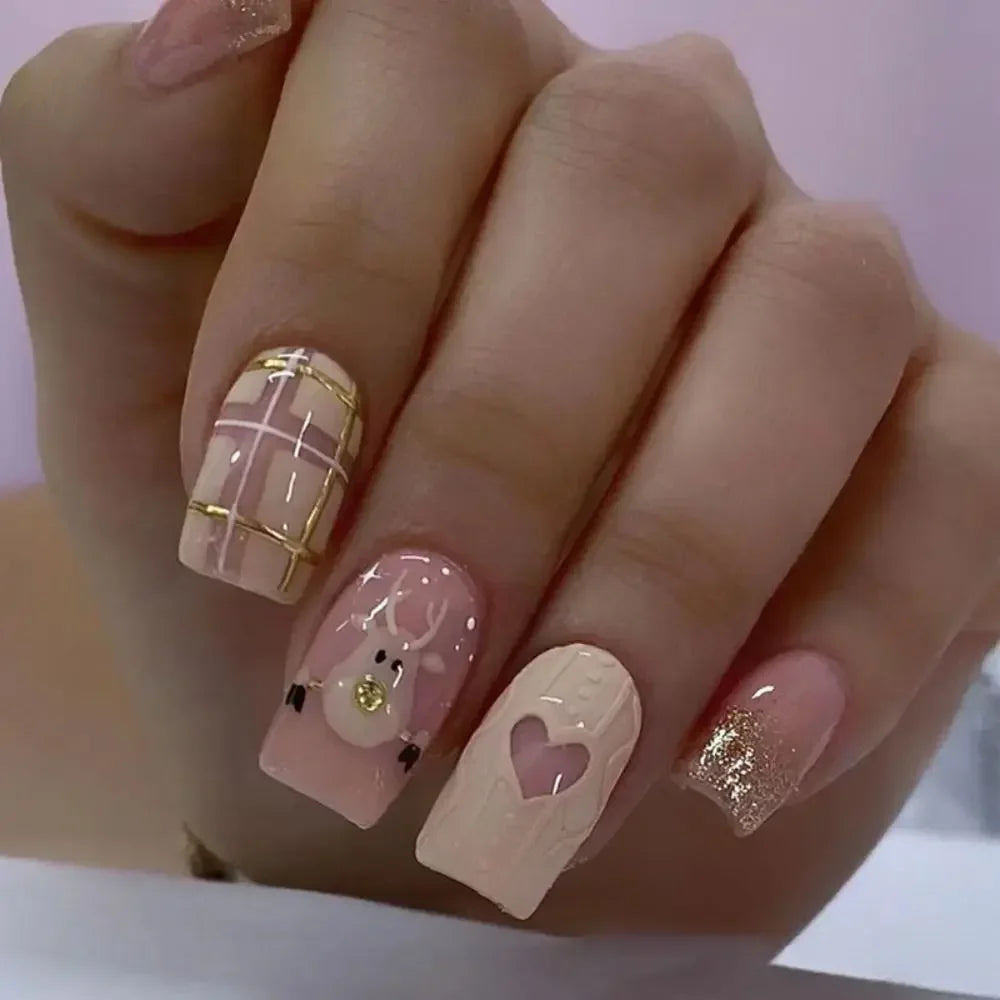 Square Head Fake Nails French Nail (24 Pcs)