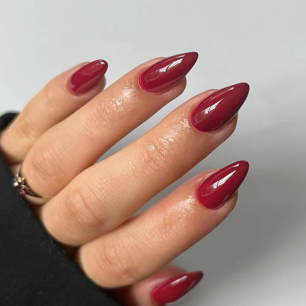 ARTAUG ress On Nails Short Almond Red Wine (24 pcs)