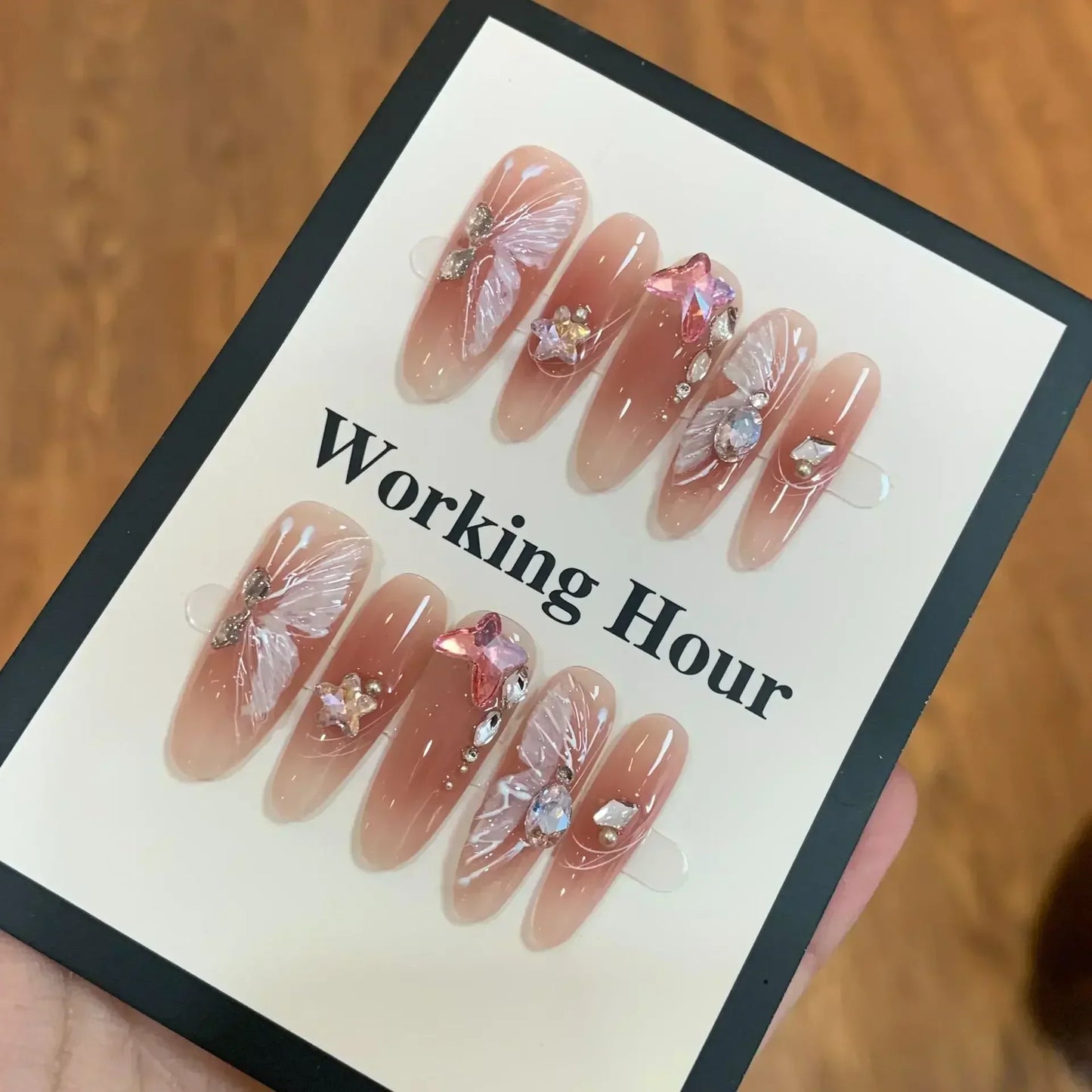 Almond Pink Handmade Nails Set (10 Pcs)