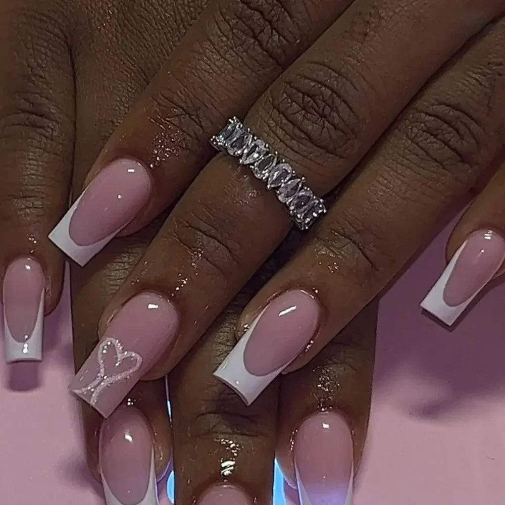 Square Head Fake Nails French Nail (24 Pcs)