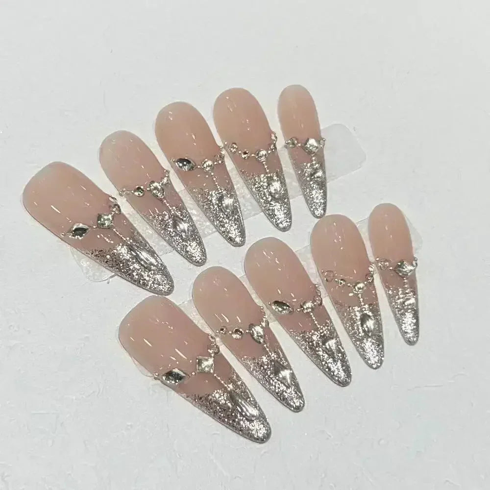 Almond Pink Handmade Nails Set (10 Pcs)
