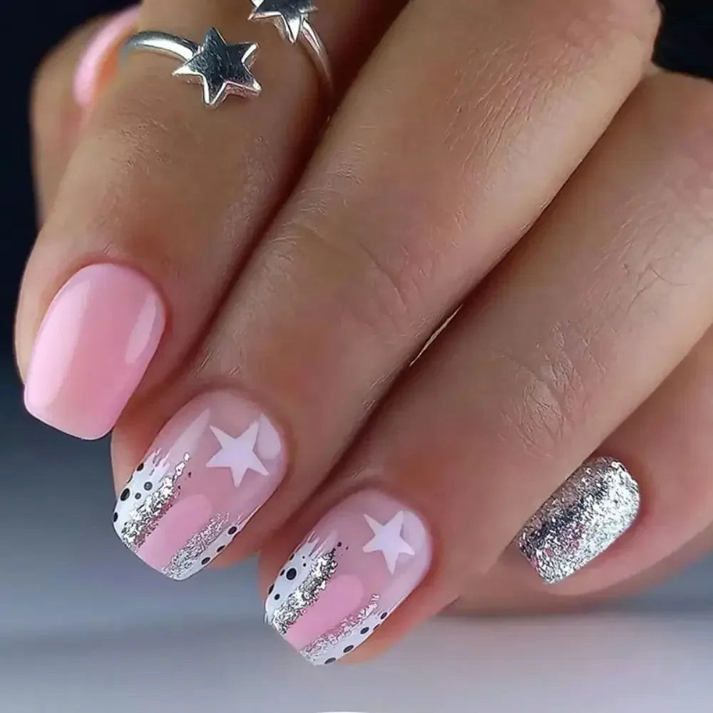 Square Head Fake Nails French Nail (24 Pcs)
