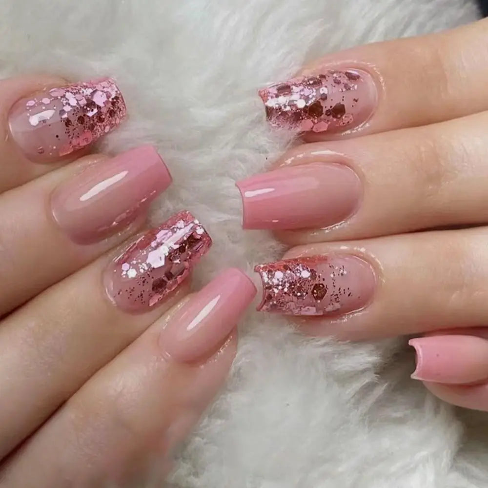 Square Head Fake Nails French Nail (24 Pcs)