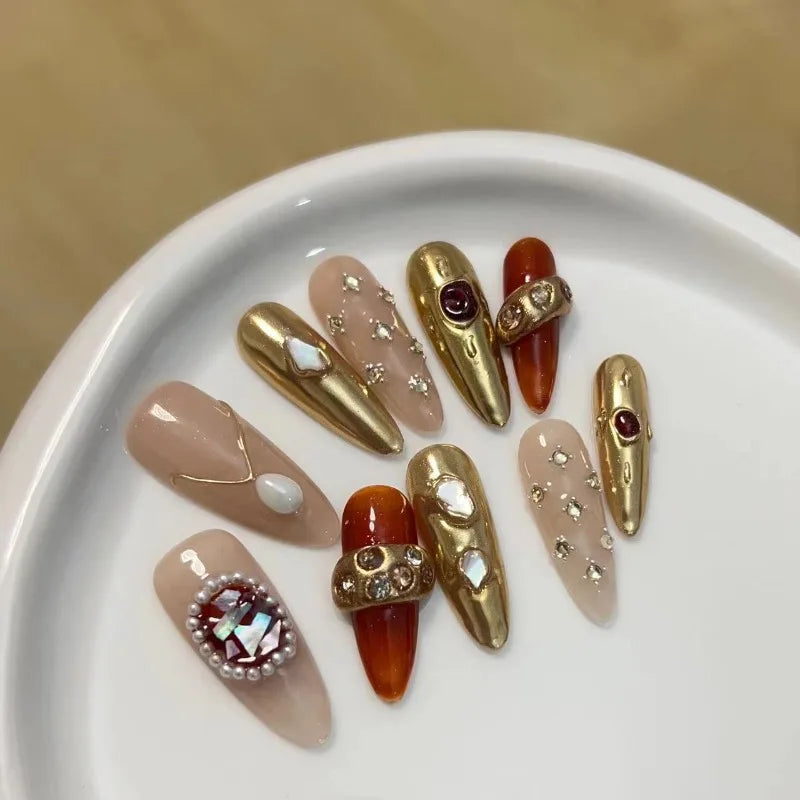 Almond Pink Handmade Nails Set (10 Pcs)