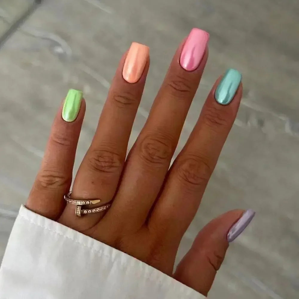 Square Head Fake Nails French Nail (24 Pcs)
