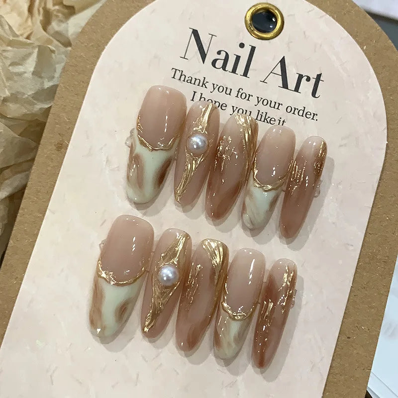 Almond Pink Handmade Nails Set (10 Pcs)