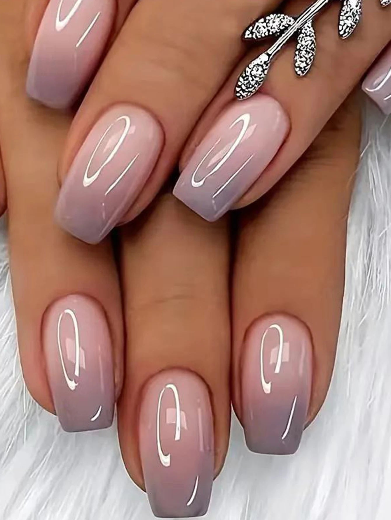Medium Almond Flesh color Press On Nails ( 24PCS)