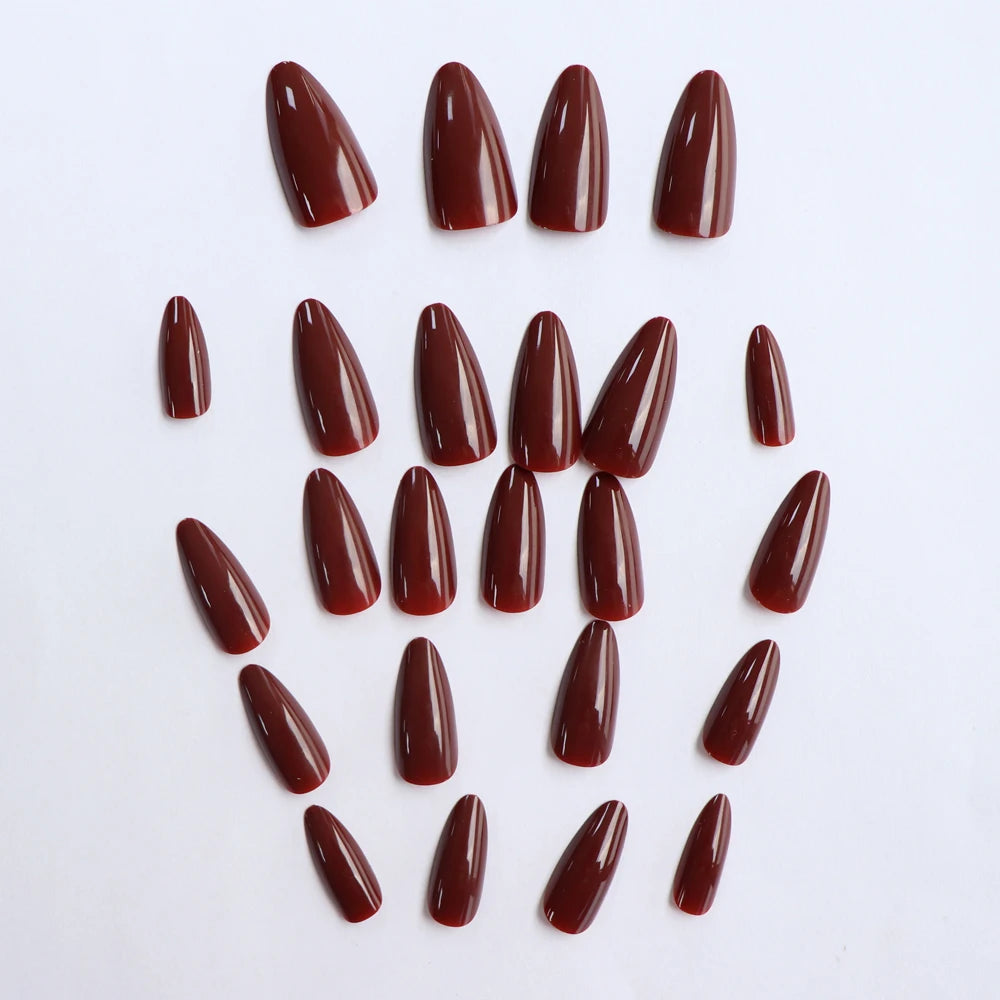 ARTAUG ress On Nails Short Almond Red Wine (24 pcs)
