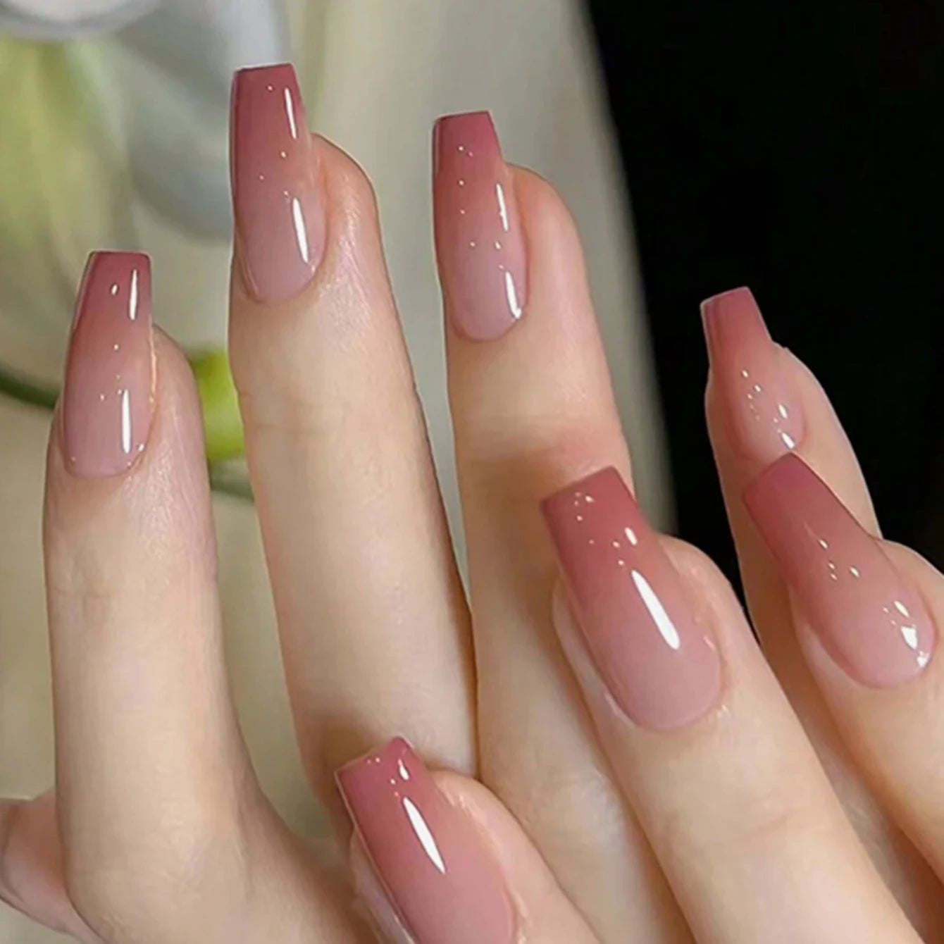 Long Coffin Pink Press On Nails (24PCS )