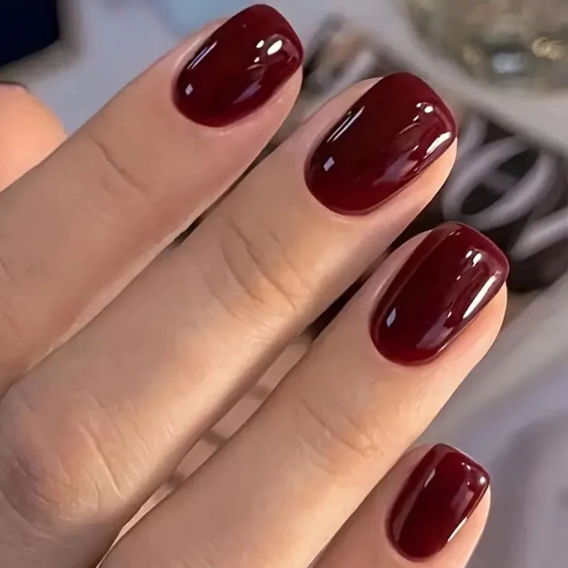 ARTAUG ress On Nails Short Almond Red Wine (24 pcs)