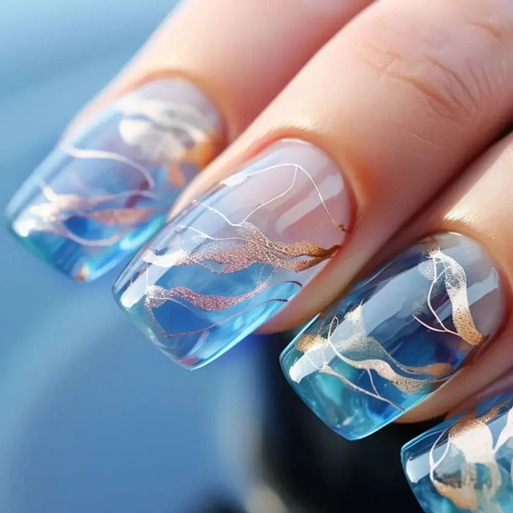 Square Head Fake Nails French Nail (24 Pcs)