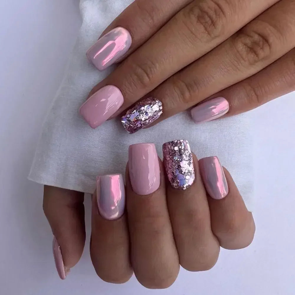 Square Head Fake Nails French Nail (24 Pcs)