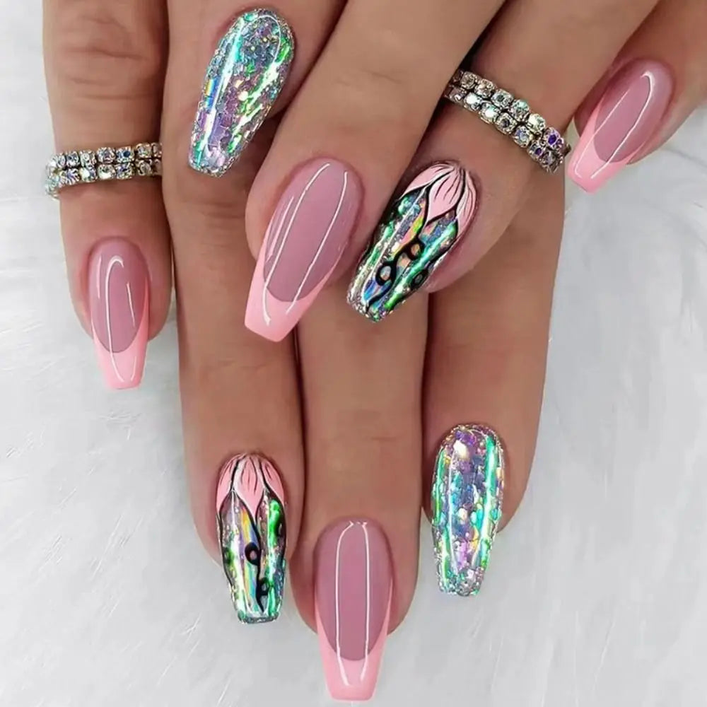 Square Head Fake Nails French Nail (24 Pcs)