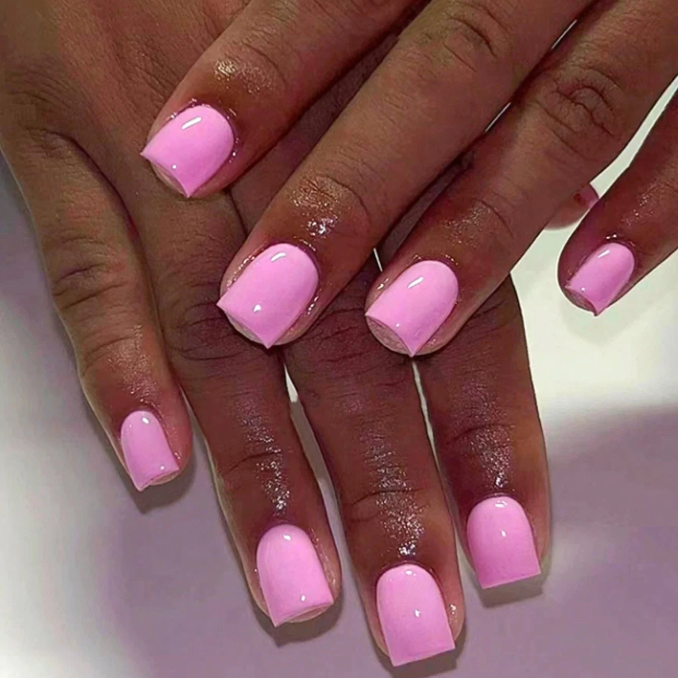 Medium Press On Nails Square Black (24 Pcs)