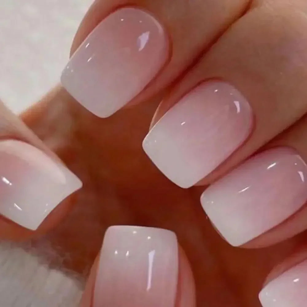 Square Head Fake Nails French Nail (24 Pcs)
