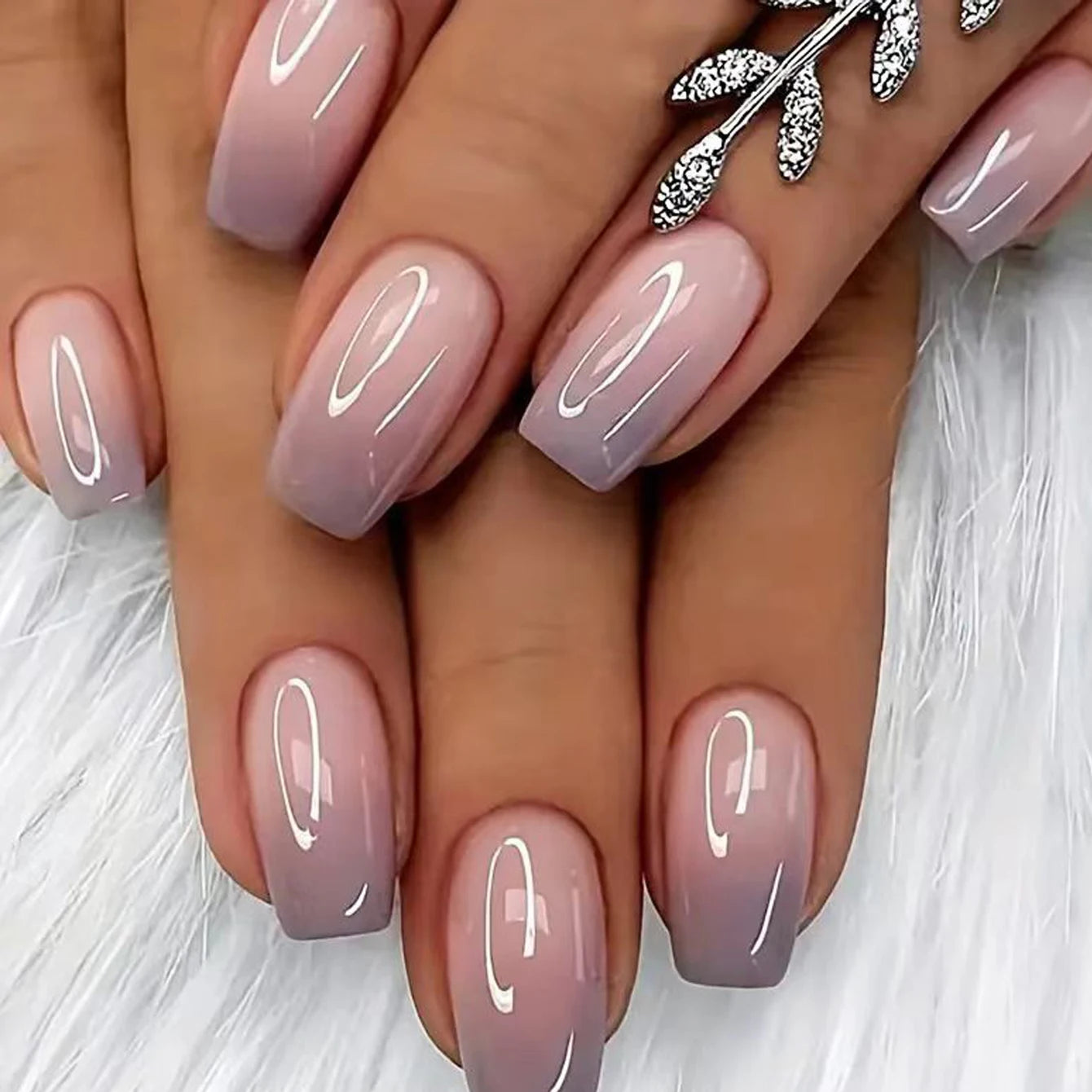 Medium Almond Flesh color Press On Nails ( 24PCS)