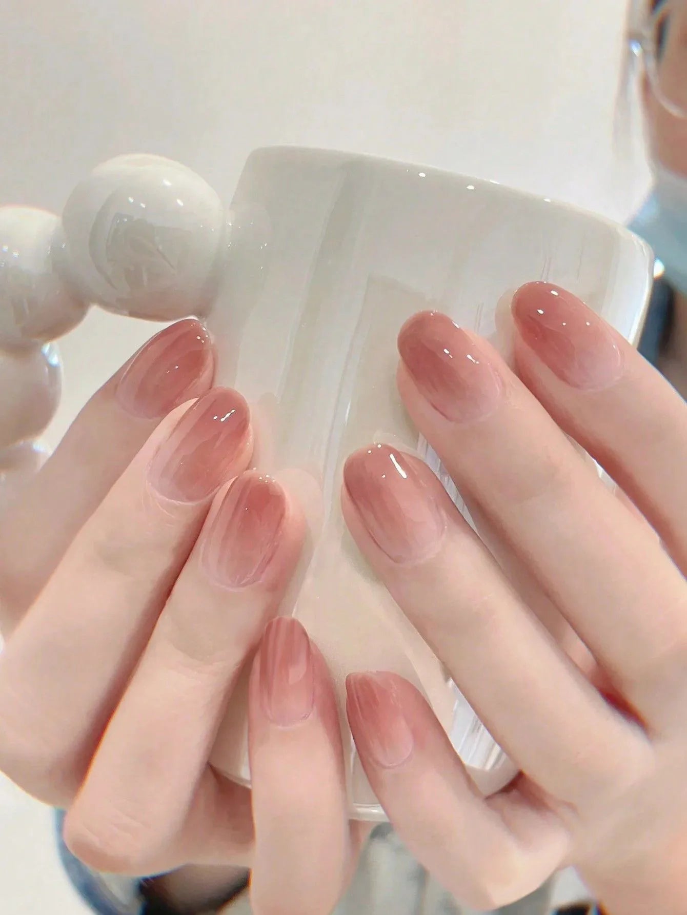 Medium Almond Flesh color Press On Nails ( 24PCS)
