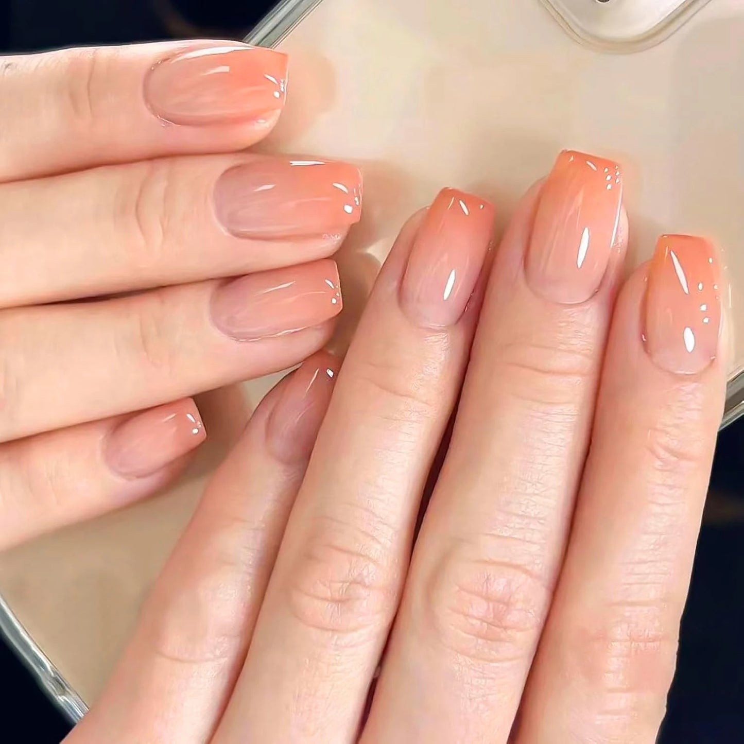 Medium Almond Flesh color Press On Nails ( 24PCS)
