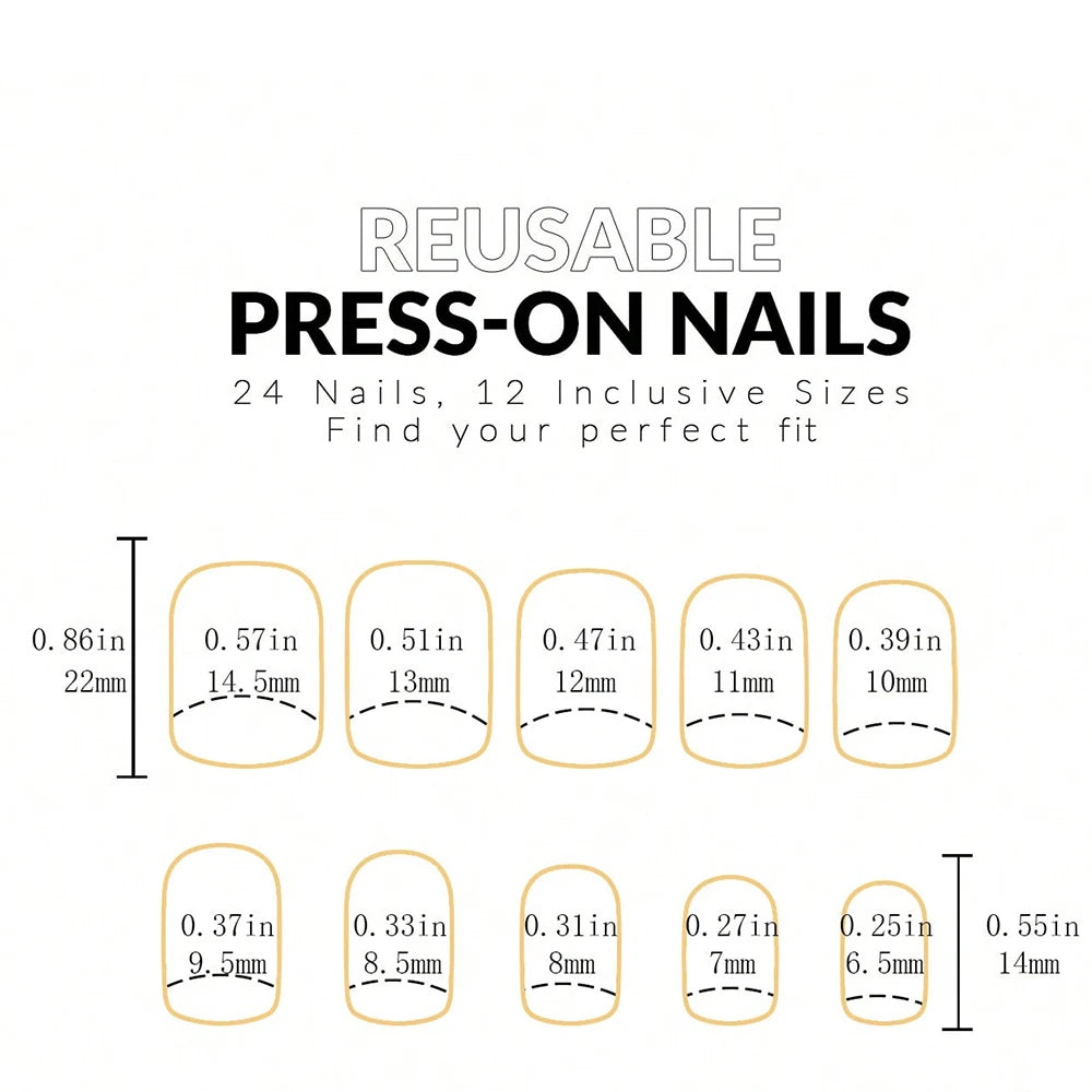 Medium Press On Nails Square Black (24 Pcs)
