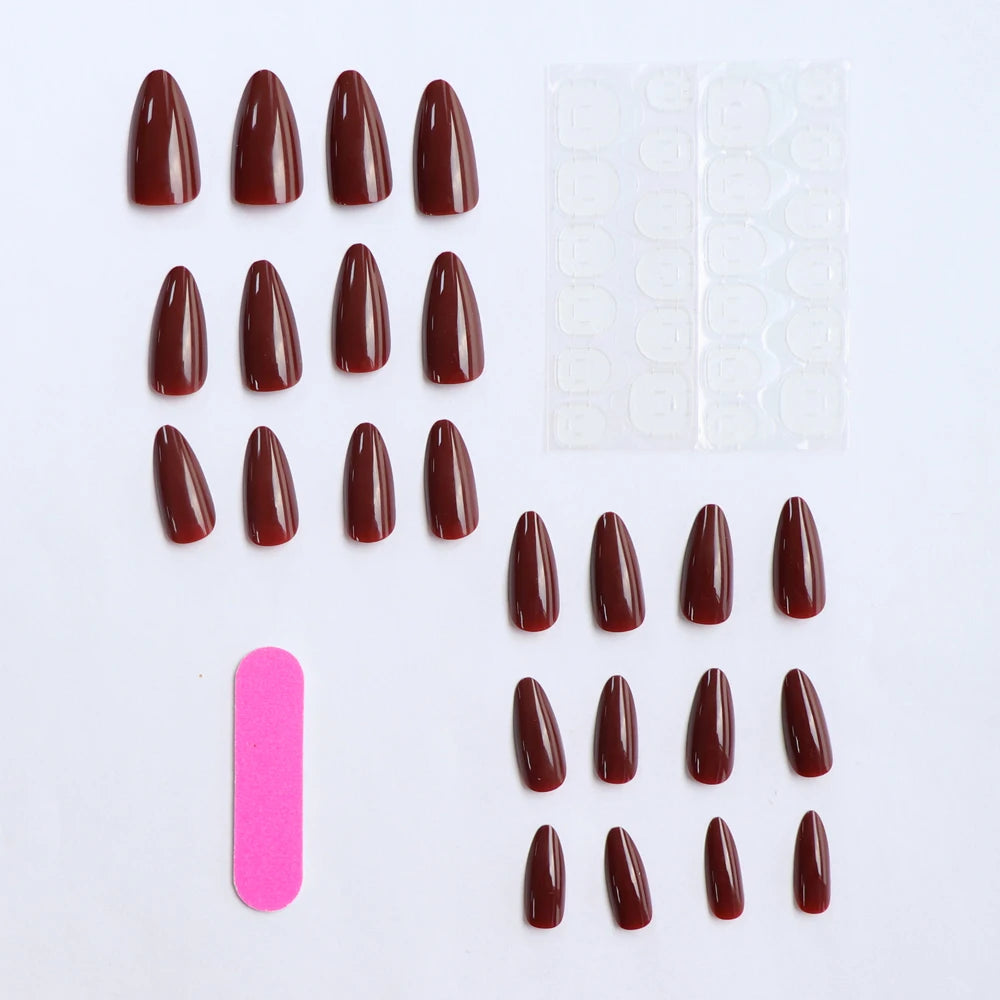 ARTAUG ress On Nails Short Almond Red Wine (24 pcs)