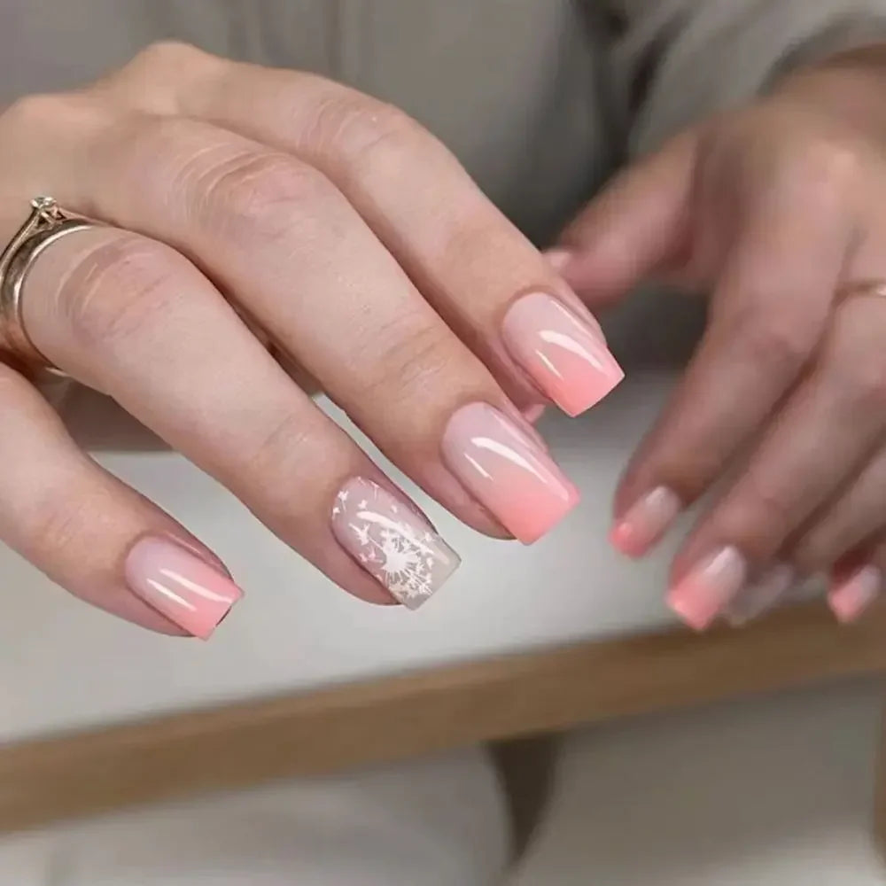 Square Head Fake Nails French Nail (24 Pcs)
