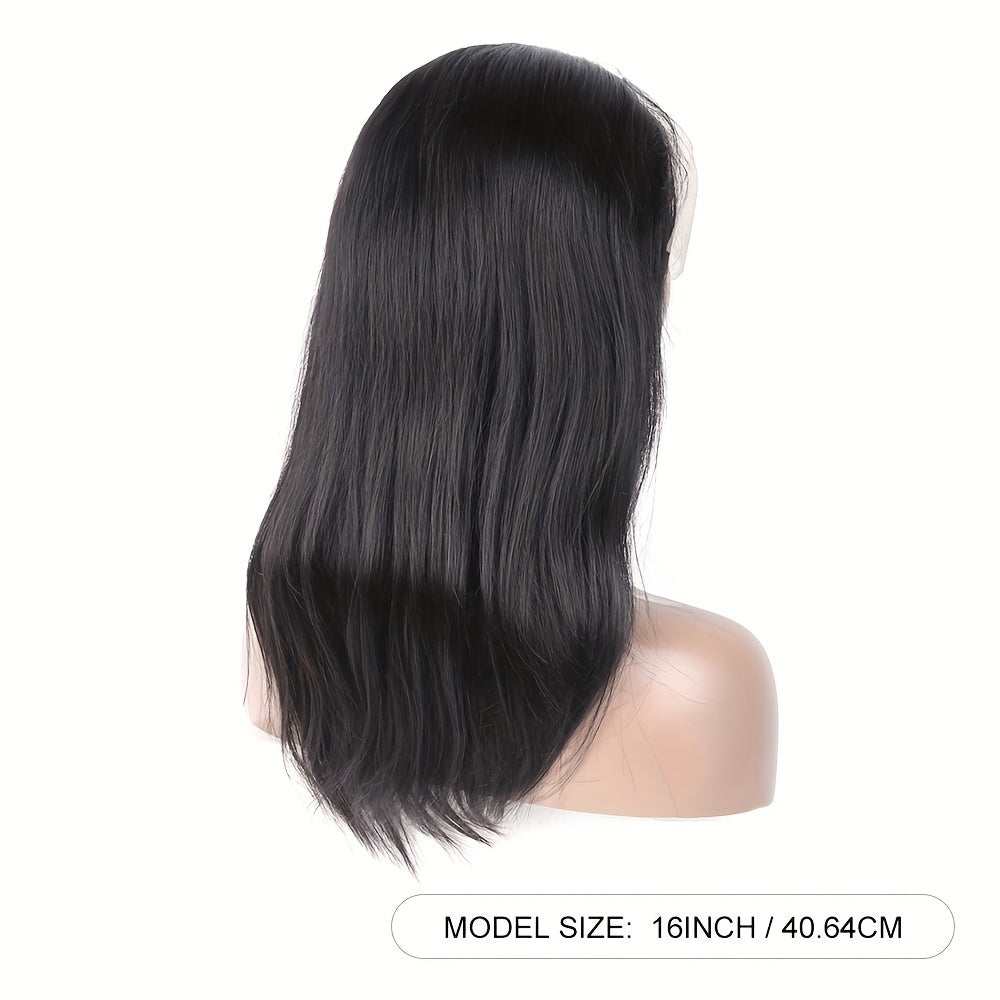 Straight Human Hair Wigs With Bangs Brazilian Virgin None Lace Front Wigs Glueless Machine Made For Women Wigs 150% Density Natural Color