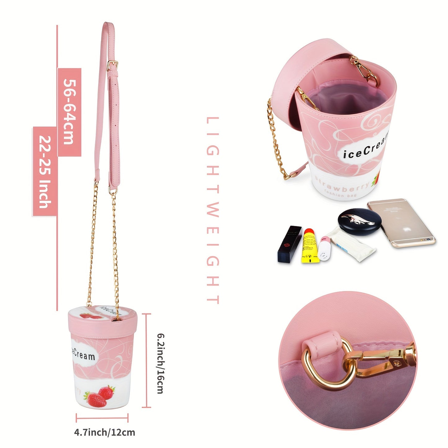 Leather Ice Cream Cross body Bucket Bag