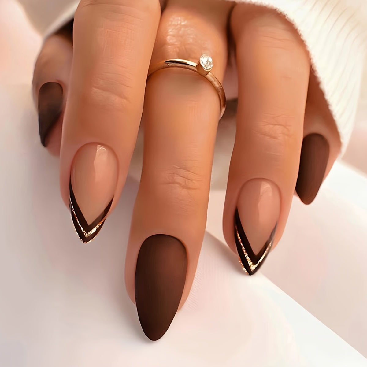 Dark Red Press On Nails(24 Pcs)
