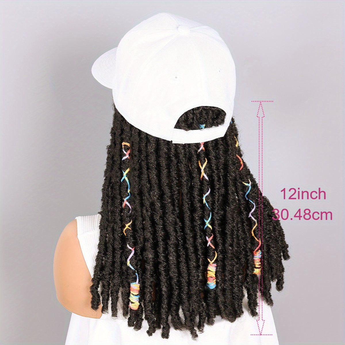 Hat Wigs 12 Inch Deadlock Wigs With Black Baseball Cap (Synthetic)