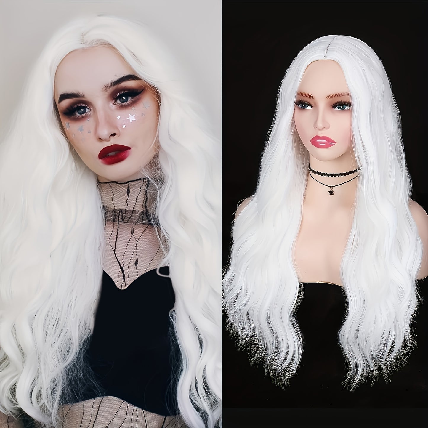 Long Wavy Wig (Bluish/Green) (Synthetic)