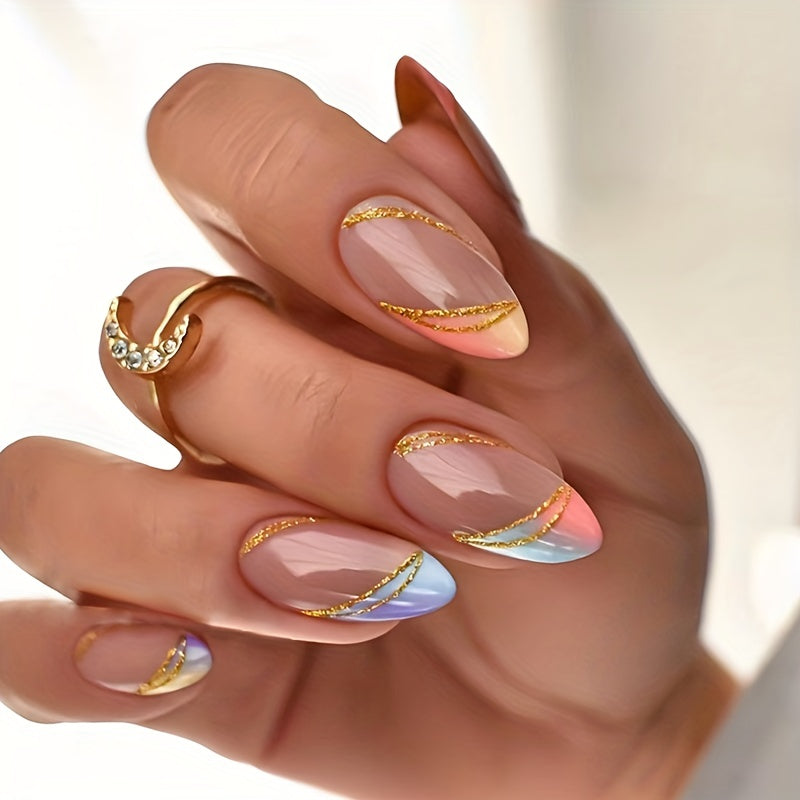 Glitter Swirl Press On Nails (96 Pcs)