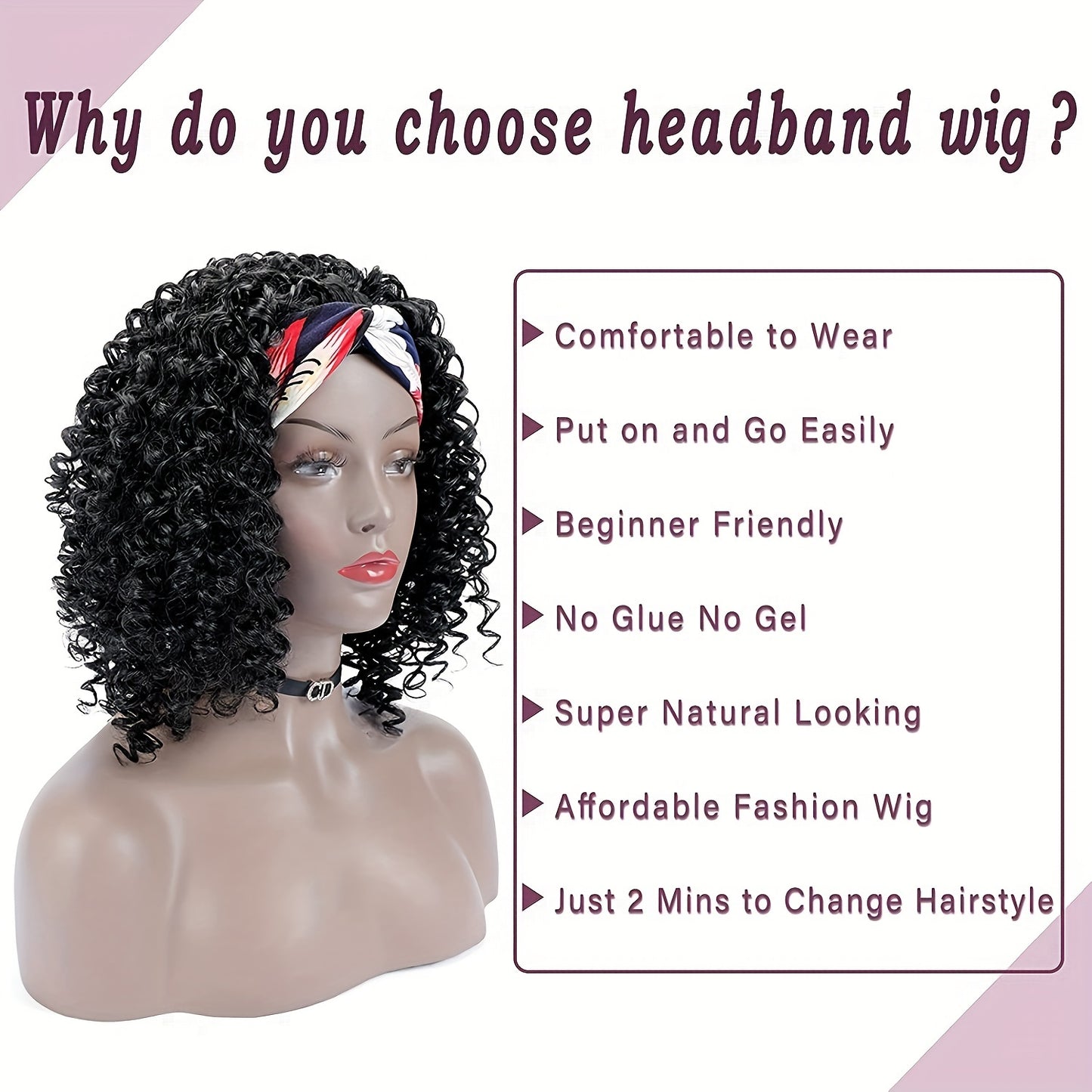 Headband Wigs 14 Inch Kinky Curly (Syntheic)