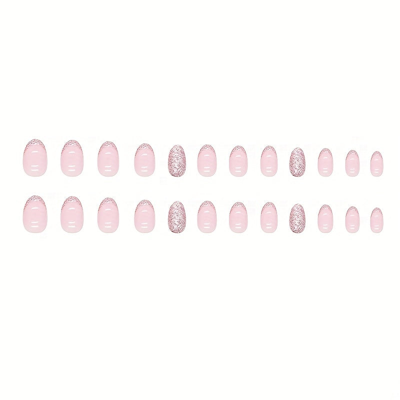 Almond-Shaped Short Round Head Fake Nails (24pcs)