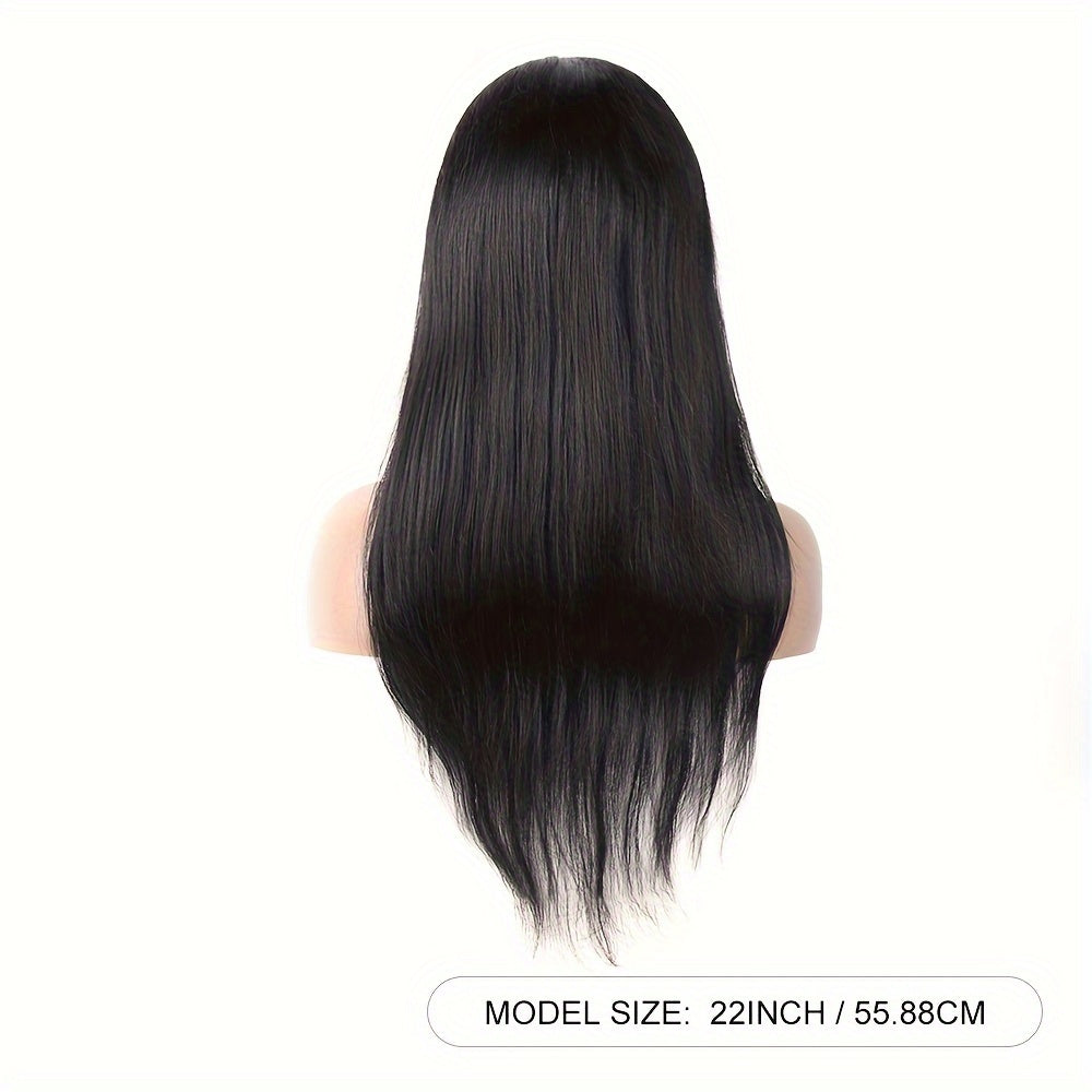 Straight Human Hair Wigs With Bangs Brazilian Virgin None Lace Front Wigs Glueless Machine Made For Women Wigs 150% Density Natural Color