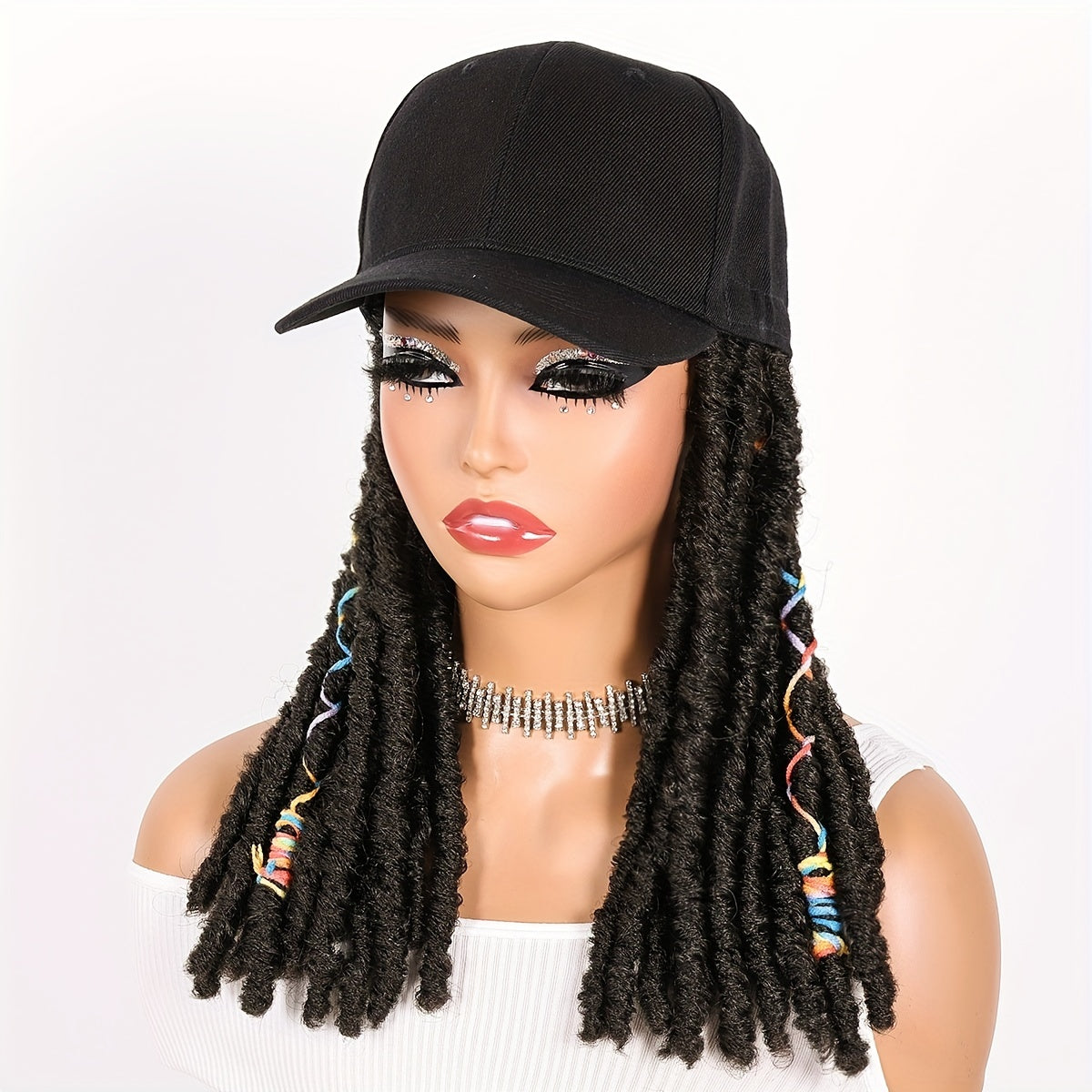 Hat Wigs 12 Inch Deadlock Wigs With Black Baseball Cap (Synthetic)