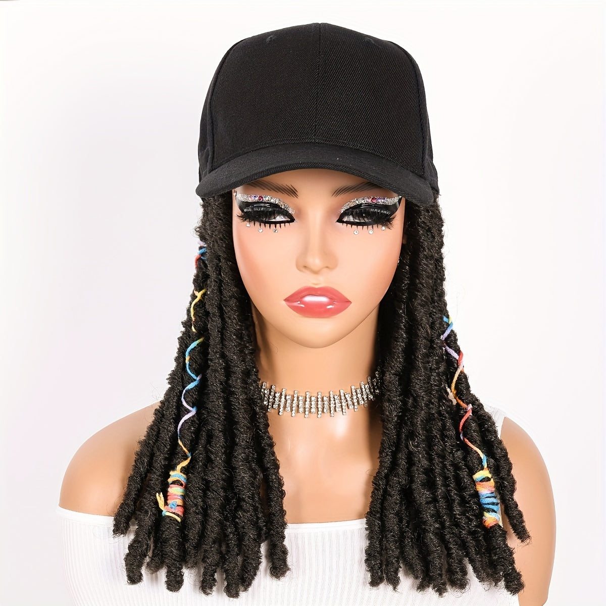 Hat Wigs 12 Inch Deadlock Wigs With Black Baseball Cap (Synthetic)