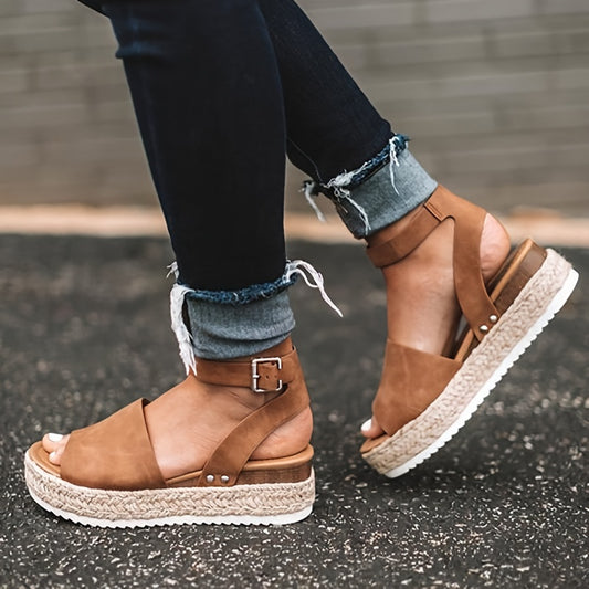 Mid Heel Platform Espadrille Sandals