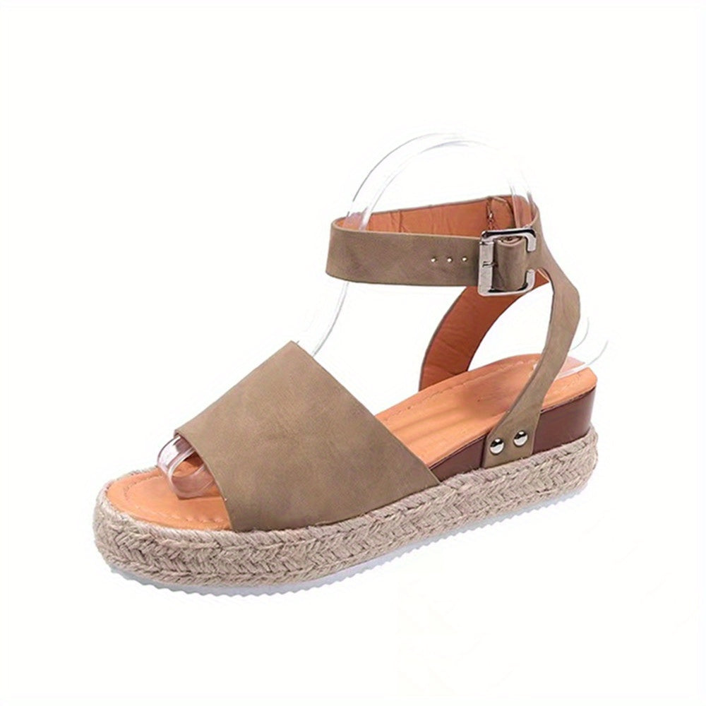 Mid Heel Platform Espadrille Sandals