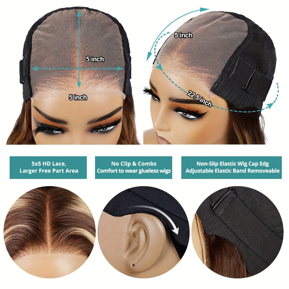 Glue-less Wigs Human Hair Pre Cut Lace