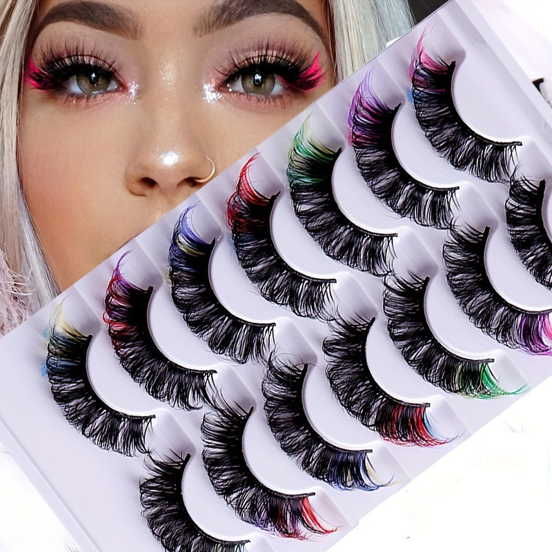 Multi color Eyelashes (7 Pairs)