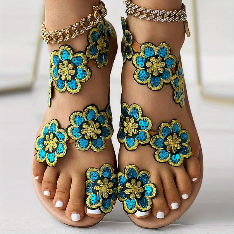Women's Flowers Flat Sandals